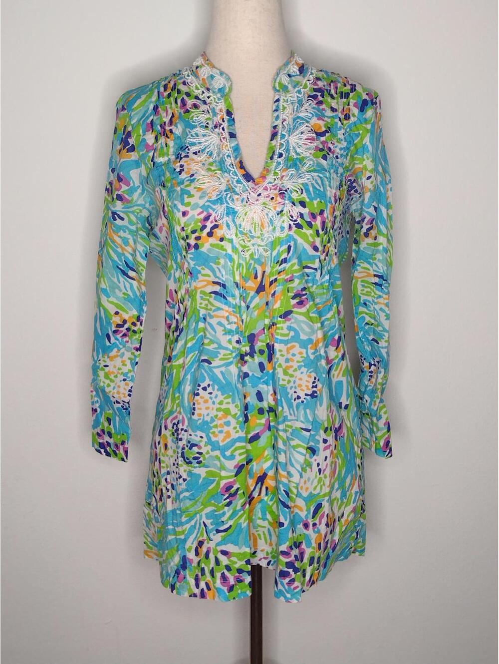 Preloved Lilly Pulitzer Women's Multicolor/Beaded Blouse Size XS